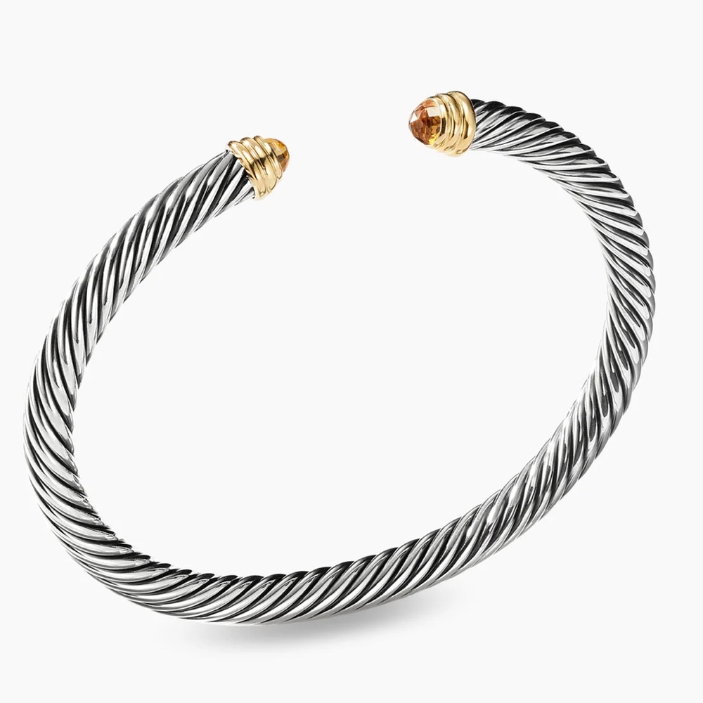 Authentic David Yurman Cable Bracelet with Citrine and 14k Gold